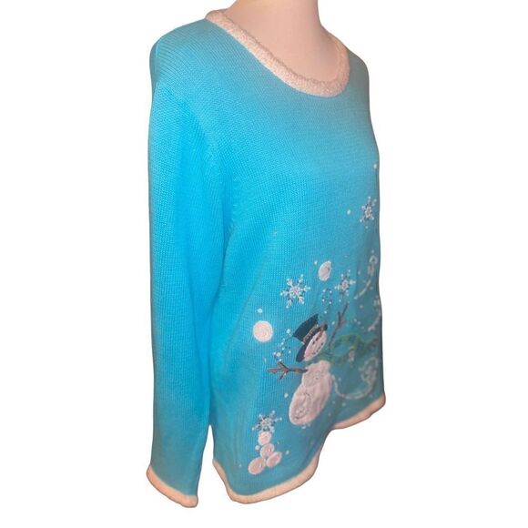 The Quacker Factory Blue Long Sleeve Light Up Long Sleeve Sweater Size - Picture 5 of 10